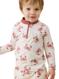 KIDLY by MORI Kids' Drawstring Swim Shorts, Crab Print - view 2, Crab Print