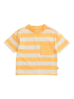 KIDLY by MORI Kids' Striped Cotton T-Shirt, Yellow, Yellow