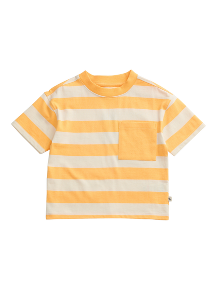KIDLY by MORI Kids' Striped Cotton T-Shirt, Yellow, Yellow
