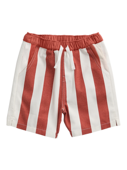 KIDLY by MORI Kids' Striped Cotton Shorts, Brown, Brown