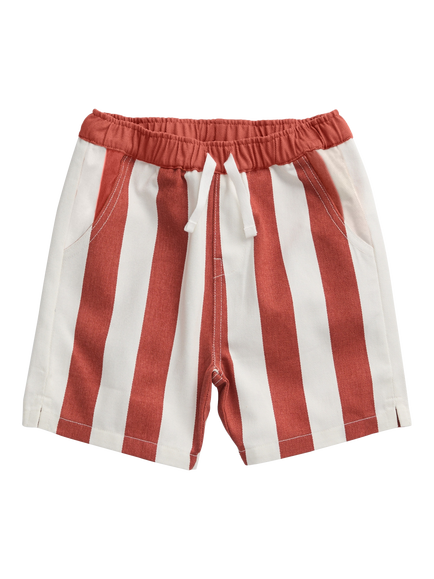 KIDLY by MORI Kids' Striped Cotton Shorts, Brown, Brown