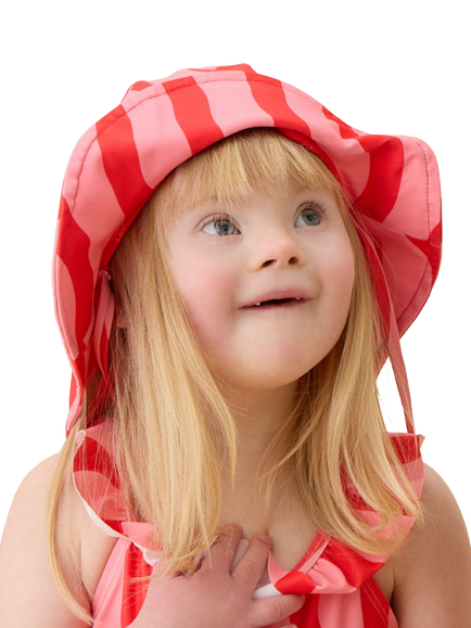 KIDLY by MORI Kids' Floppy Hat, Pink Wavy Stripe - view 2, Pink Wavy Stripe