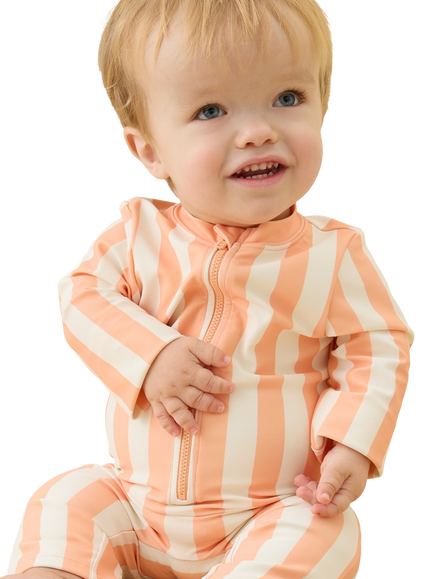 KIDLY by MORI Kids' Sunsafe Swimsuit, Orange Stripe - view 2, Orange Stripe