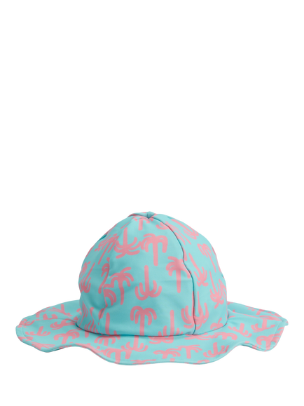 KIDLY by MORI Kids' Floppy Hat, Turquiose Pink Palm, Turquiose Pink Palm