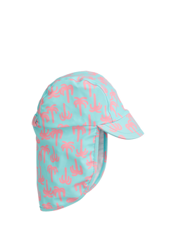 KIDLY by MORI Kids' Sunsafe Swim Hat, Turquiose Pink Palm, Turquiose Pink Palm