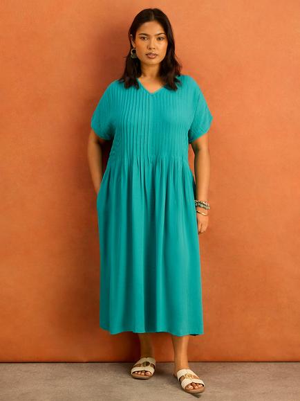 Live Unlimited Curve Pleated Midaxi Dress, Blue, Blue