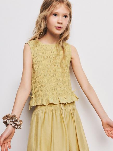 Mango Kids' Smock Top, Yellow, Yellow