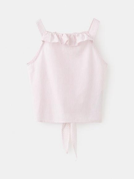 Mango Kids' Ruffle Neck Tie Front Top, Red - view 2, Red