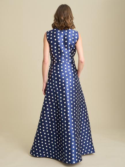 Gina Bacconi Romi Polka Dot Maxi Dress, Navy/White - view 2, Navy / White