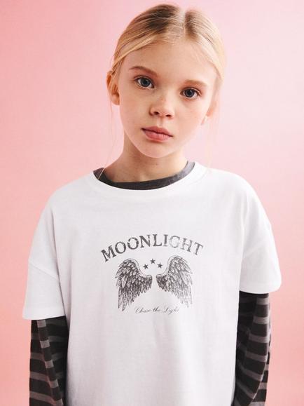 Mango Kids' Slogan T-Shirt, Off White, Off White