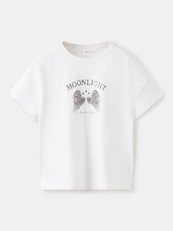 Mango Kids' Slogan T-Shirt, Off White - view 2, Off White