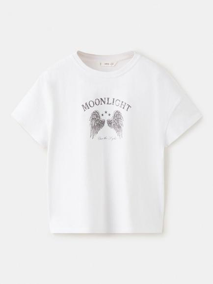 Mango Kids' Slogan T-Shirt, Off White - view 2, Off White