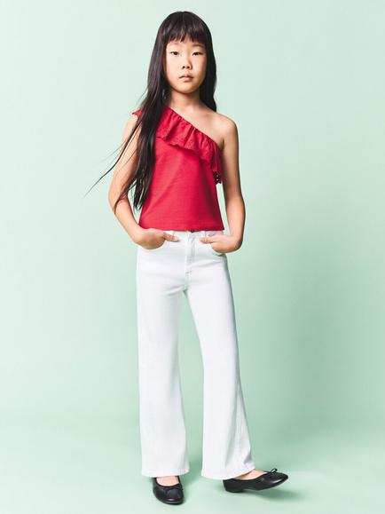 Mango Kids' Ruffle T-Shirt, Red, Red