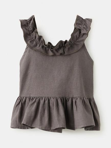 Mango Kids' Sleeveless Bow Trim Peplum Top, Chocolate - view 2, Chocolate
