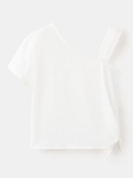 Mango Kids' Asymmetric T-Shirt - view 2, Off White