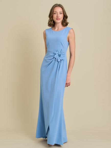 Gina Bacconi Floral Applique Sheath Maxi Dress, Blue, Blue