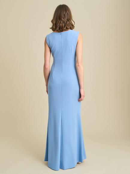 Gina Bacconi Floral Applique Sheath Maxi Dress, Blue - view 2, Blue
