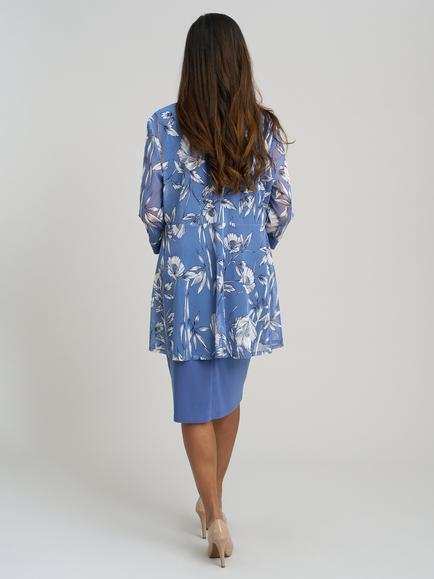 Gina Bacconi Milana Floral Knee Length Shift Dress, Wedgewood - view 2, Wedgewood