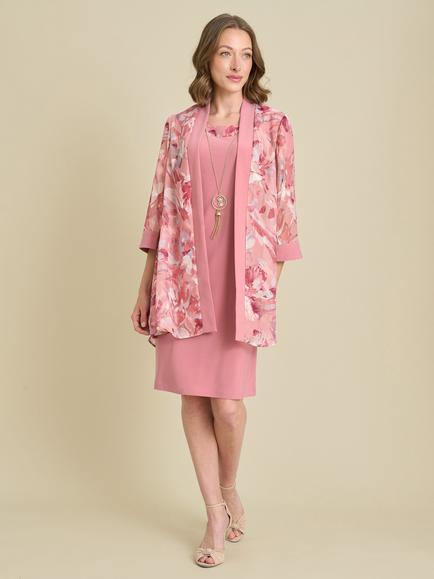 Gina Bacconi Reeve Floral A-Line Dress, Rose, Rose