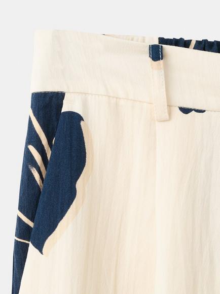 Mango Mid Rise Wide Leg Floral Print Trousers, Cream - view 2, Cream