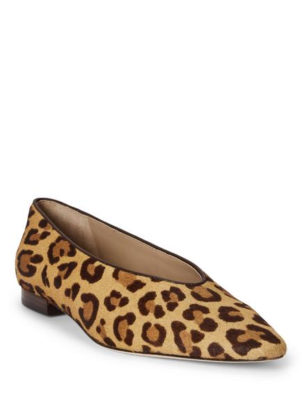 Lauren Ralph Lauren Audri Leather Ballerina Pumps, Leopard - view 2, Leopard