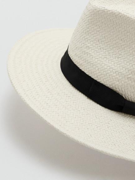 Mango Straw Fedora Hat, White - view 2, White