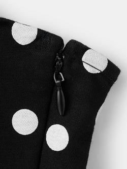 Mango Polka Dot A-Line Midi Dress, Black - view 2, Black