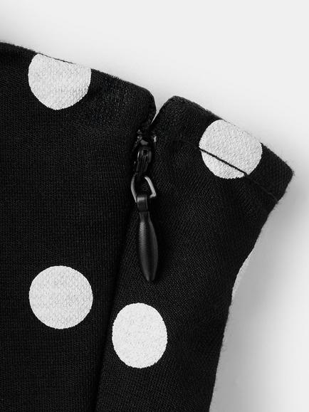 Mango Polka Dot A-Line Midi Dress, Black - view 2, Black