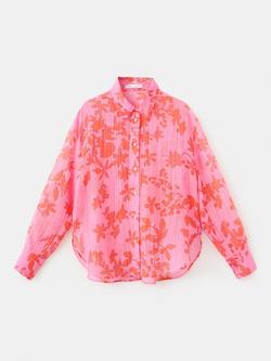 Mango Abstract Floral Shirt, Pink, Pink