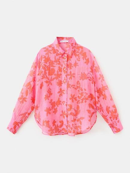 Mango Abstract Floral Shirt, Pink, Pink
