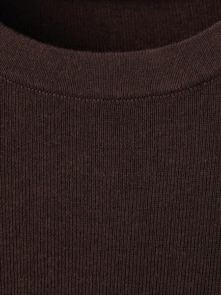 Mango Cotton Blend Slim Fit T-Shirt, Brown - view 2, Brown