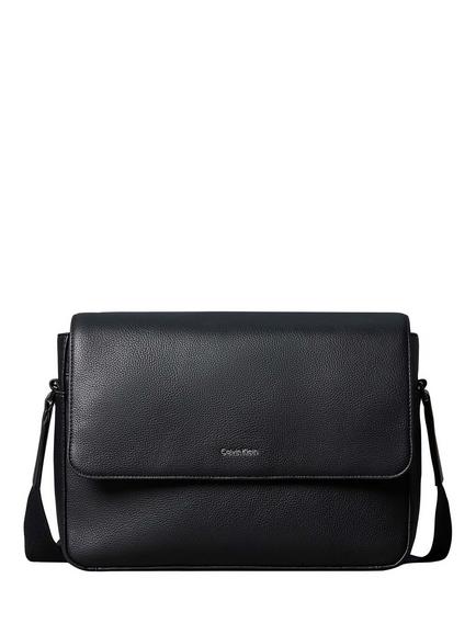 Calvin Klein Raised Flap Messenger Bag, Black, Black