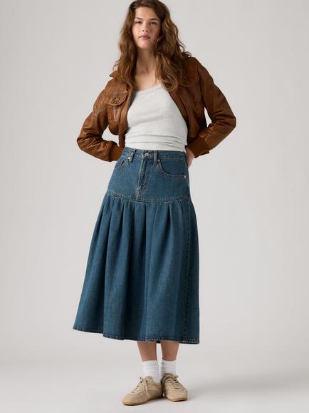 Levi's Yoked Pleated Denim Skirt, Claim My Heart, Claim My Heart