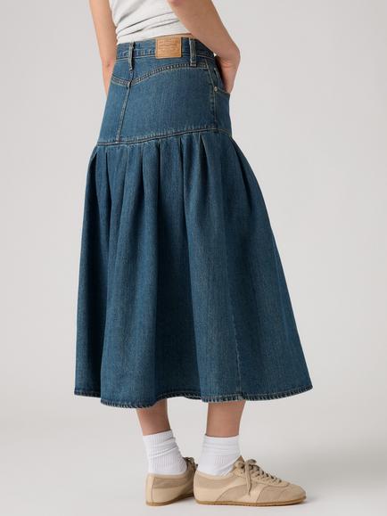 Levi's Yoked Pleated Denim Skirt, Claim My Heart - view 2, Claim My Heart