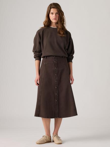 Levi's Trace Western Button Down Denim Midi Skirt, Washed Java Gd, Washed Java Gd