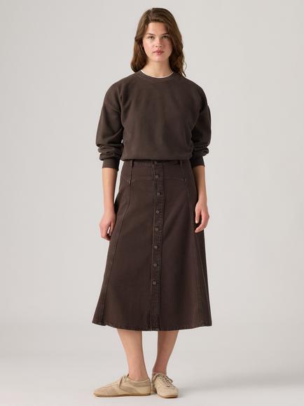 Levi's Trace Western Button Down Denim Midi Skirt, Washed Java Gd - view 2, Washed Java Gd