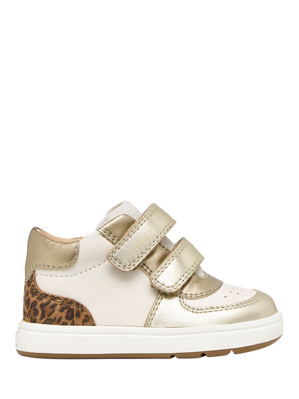 Geox Baby Biglia First Steps Trainers, Ivory/Gold, Ivory/Gold