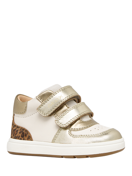 Geox Baby Biglia First Steps Trainers, Ivory/Gold - view 2, Ivory/Gold