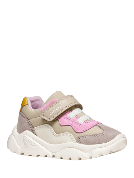Geox Kids' Ciufciuf Trainers, Beige/Pink - view 2, Beige/Pink