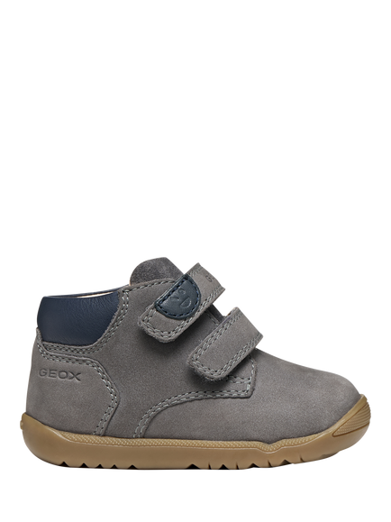 Geox Baby Macchia First Step Trainers, Grey/Navy, Grey/Navy