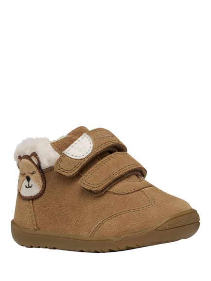 Geox Baby Macchia Suede First Step Shoes, Whisky - view 2, Whisky