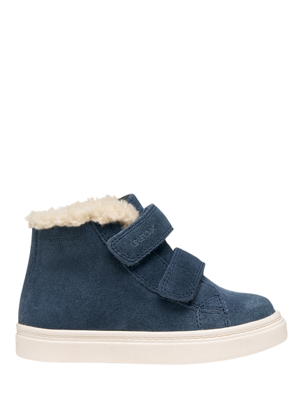 Geox Kids' Nashik Faux Fur Trainers, Navy, Navy