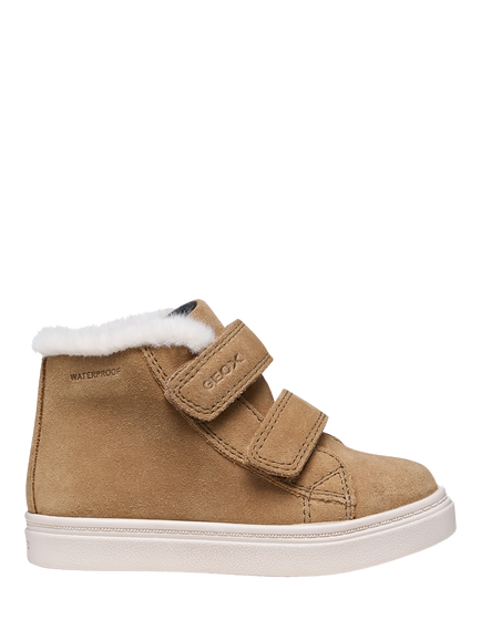 Geox Kids' Nashik Faux Fur Trainers, Whisky, Whisky