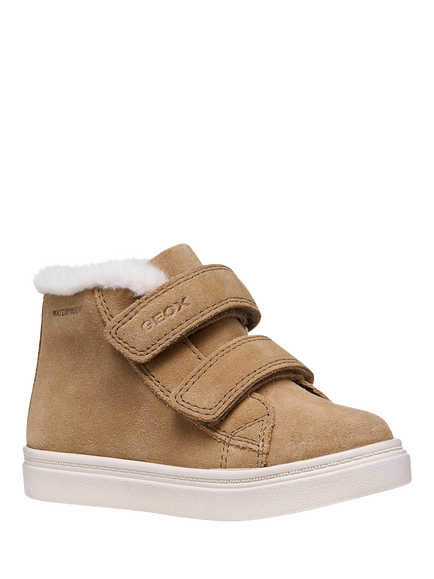 Geox Kids' Nashik Faux Fur Trainers, Whisky - view 2, Whisky