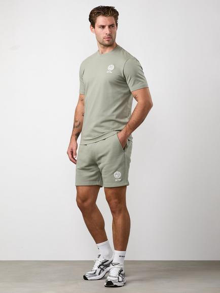 Gym King Heritage Crest Cotton Shorts, Soft Khaki