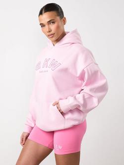 Gym King Hooded Fleece Branded Sweatshirt, Soft Pink/Pink, Soft Pink/Pink