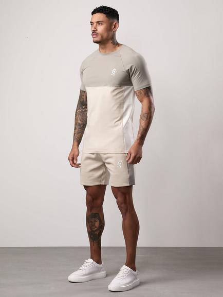 Gym King Regular Cut Fleece Shorts, Taupe/Stone/White