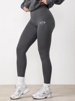 Gym King Cotton Blend Leggings, Grey/Hyacinth - view 2, Grey/Hyacinth