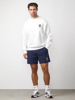 Gym King Heritage Crest Cotton Sweatshirt, Cream/Indigo Blue, Cream/Indigo Blue