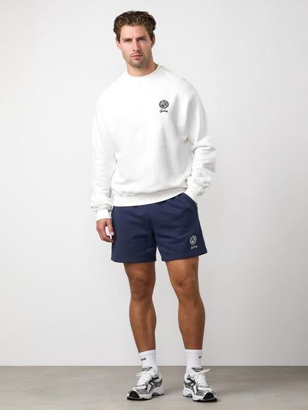 Gym King Heritage Crest Cotton Sweatshirt, Cream/Indigo Blue, Cream/Indigo Blue